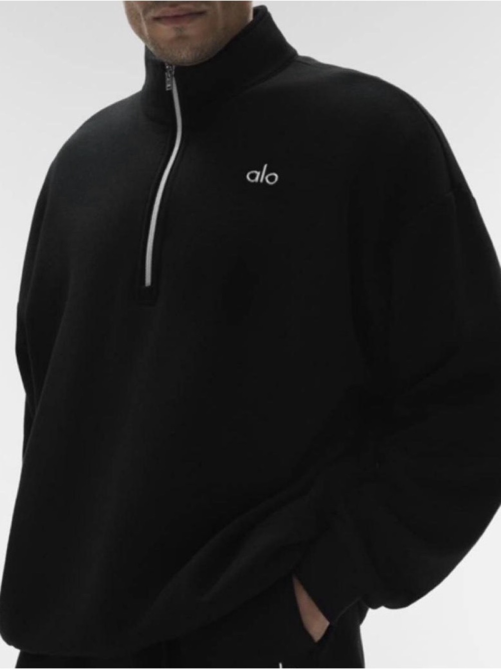 XL ALO Yoga Men’s Black Half-Zip Sweater with Contrast Zip